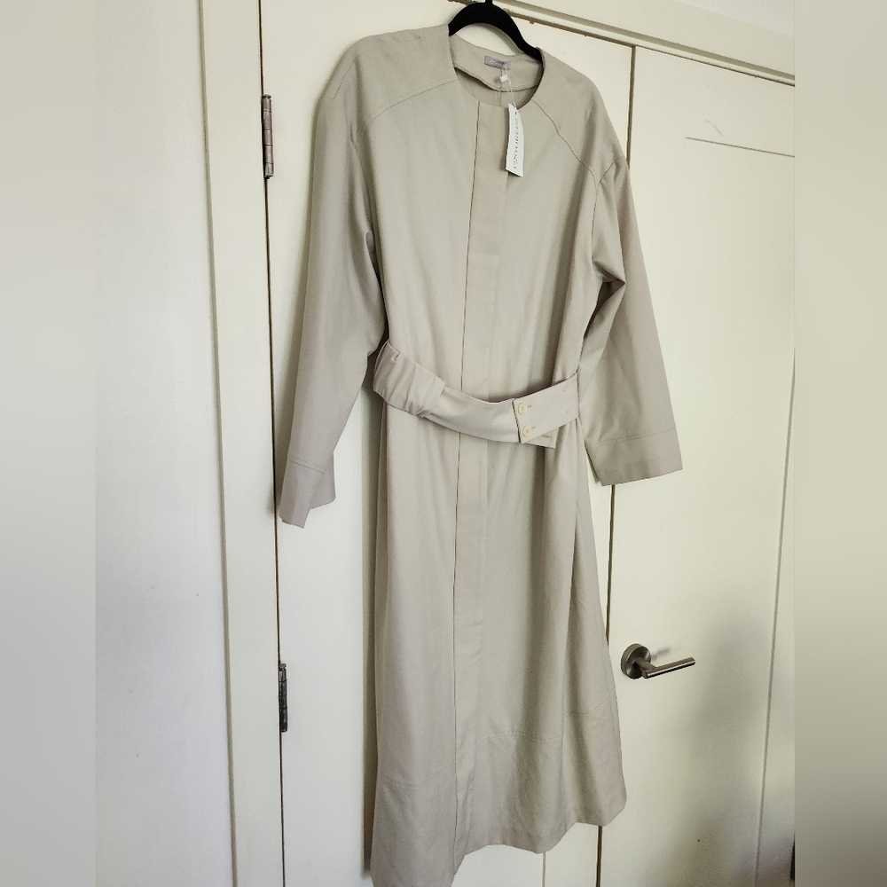 12 STOREEZ Trecnh Midi Belted Dress Size Large New